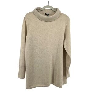 Talbots Cashmere Cowl Neck Shimmer Tunic Sweater Quiet Luxury Cozy Womens 1X